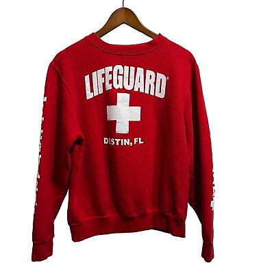#ad Official Lifeguard Red Pullover Sweatshirt Destin Florida Medium $5.99