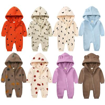#ad Baby Winter Fleece Romper Print Cotton Warm Outfit Clothes for 0 24m Jumpsuit $22.99
