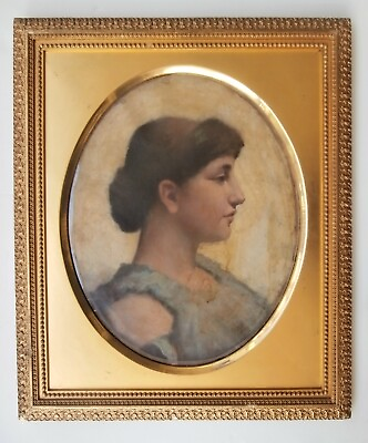 #ad 19th Century Antique Portrait Painting Pretty Woman American NY Artist Blackman? $1495.00