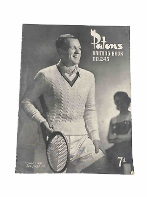#ad Patons Book 245 Mens Tennis Sweaters Cardigans Vintage Knit Patterns AU $13.99