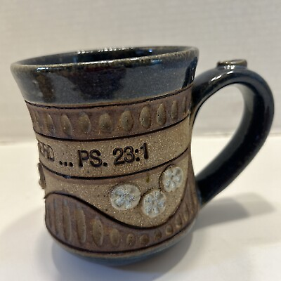 #ad Down To Earth Pottery Coffee Mug Cup PS. 23:1 Bible Verse $18.00