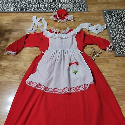 #ad Mrs. Claus Adult Women#x27;s OSFM Christmas Holiday Costume Hat Apron Glasses Bells $25.00