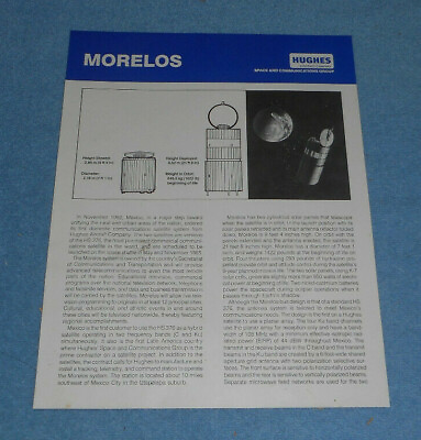 #ad 1984 Hughes Space Company Morelos Satellite Fact Sheet $7.73