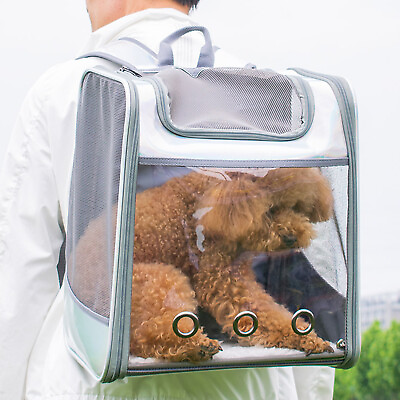 #ad Foldable Pet Portable Carrier Backpack Breathable Travel Dog Cat Bag Transparent $23.75