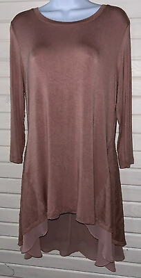 #ad LOGO Lori Goldstein Sz SMALL Knit Top with Embroidered Mesh Detail Tunic EUC $18.99