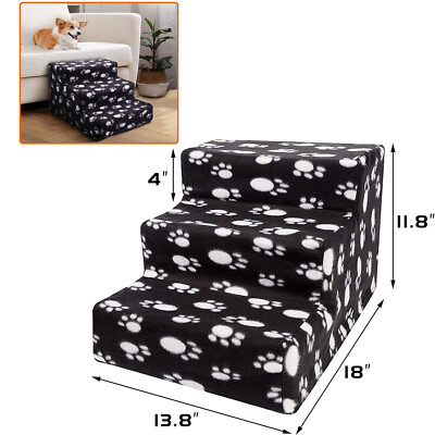 #ad Small Dog Stairs For High Bed Pet Cat Ramp Ladder W Removable Cover $24.99