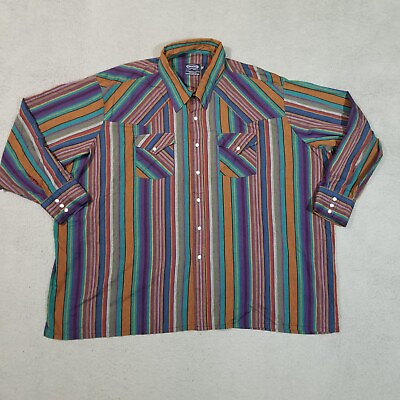 #ad Winchester Shirt Mens Big 5X Purple Blue Western Pearl Snap Cowboy Long Sleeve $39.80