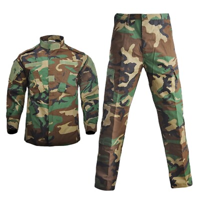 #ad Camouflage Army Clothing Uniform Tactical Military Uniform Hunting Suit Training $73.92