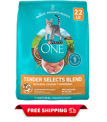 Purina One Tender Selects Blend Dry Cat Food Chicken 22 lb Bag... $31.88