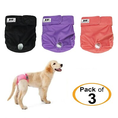 Washable Female Dog Diapers 3 Pack Reusable Physiological Doggy Diapers MLXL $20.98