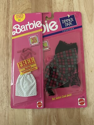 #ad Mattel 4937 Barbie 1990 Dinner Date Fashions with Free Clothing Collectible NIP $39.95