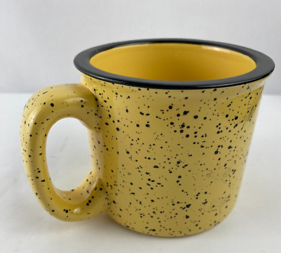 #ad Yellow And Black Speckled Thick Chunky Coffee Tea Cup Mug 3.5in X 4in $14.99