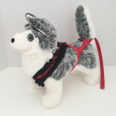 Wolf Dog Grey and White 9 Inch Plush with Harness Stuffed Animal Toy $7.00