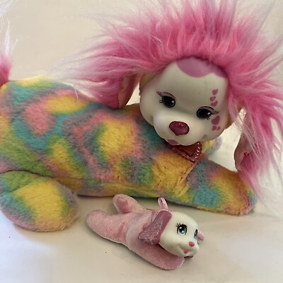 2016 Puppy Surprise Taffy Mom Dog Pink Rainbow Tie Dye Plush w 1 Pink Baby $15.99