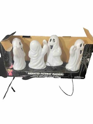 #ad Sylvania Halloween Series Ghost Pathway Markers 4 piece Black Wire $30.00