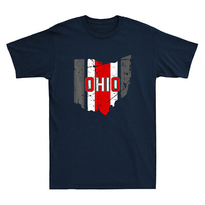 #ad Vintage OHIO Shirts Ohio State Map Funny Gift Retro Men#x27;s Short Sleeve T Shirt $17.99