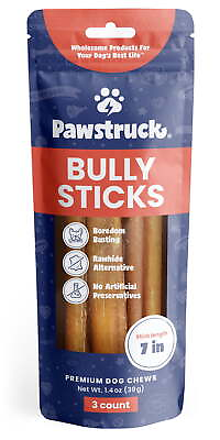 #ad Pawstruck Natural 7quot; Bully Sticks Chew for Dogs Single Ingredient 3 Count USA $17.97