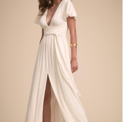 #ad BHLDN Halston Heritage Dress Ivory Small Wedding Ivory Slit $199.95