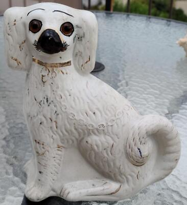 #ad Beautiful Antique Porcelain Dog Doorstop – Heavy Porcelain –Realistic Glass Eyes $149.99