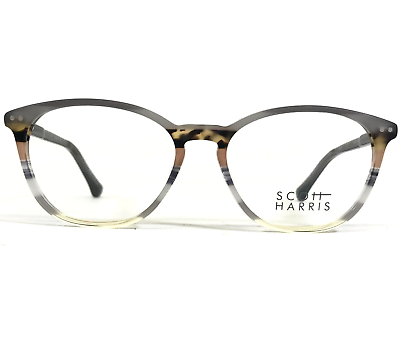 #ad Scott Harris Eyeglasses Frames SH 636 C1 Grey Clear Brown Round 52 16 140 $74.99