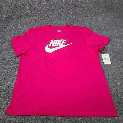 #ad Nike Shirt Mens 2XL XXL Pink White Spell Out Lightweight Cotton New Tee 37 $24.99