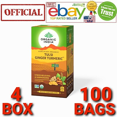 #ad #ad Turmeric Ginger EXP.6 2025 USA Organic India TEA OFFICIAL 4 BOX 100 BAGS USA $31.99