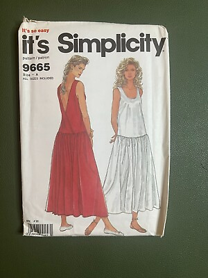 #ad SIMPLICITY 9665 Misses#x27; Drop Waist Pullover Dress Size A All Sizes Included $0.99