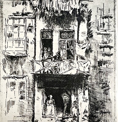 #ad Balcony Amsterdam Etching 1922 James McNeill Whistler Third State Art SmDwC $32.00