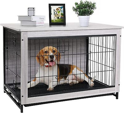 #ad 29in Dog Crate Wooden Kennel Heavy Duty Cage with Tray End Table Pet Furniture $89.99