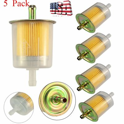 #ad 5Pc High Performance Universal 5 16quot; Fuel Filter Industrial Inline Gas Fuel Line $9.89