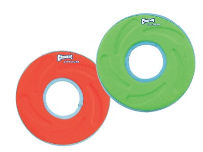 #ad Chuckit Zipflight Dog Puppy Fetch Toy Game Frizbee Frisbee Orange Green 21Cm GBP 15.35