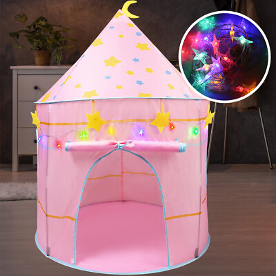 #ad Princess Castle House Indoor Outdoor Kids Play Tent for Girls w star LED Lights $24.69