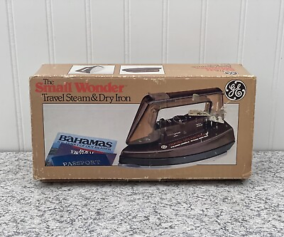 #ad VINTAGE ANTIQUE 1980’s The Small Wonder GE Travel Steam amp; Dry Iron in Box TESTED $20.00