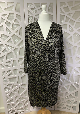 #ad Evans Size 20 Dress Black Animal Leopard Pattern NEW GBP 18.99