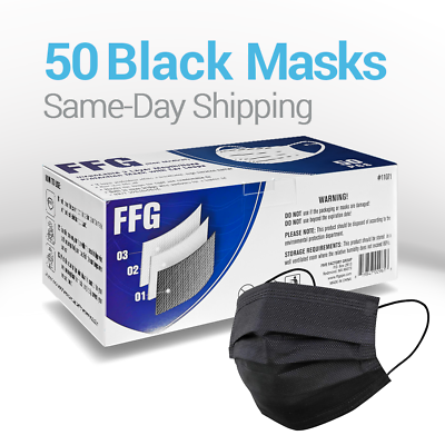 #ad 10 200 FFG Black Disposable Face Masks 3 Ply Non Medical $30.95