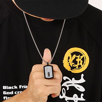 Retro Black Pendant Necklace Men Metal Dog Tags Chain Pendants Necklaces Mens $19.99