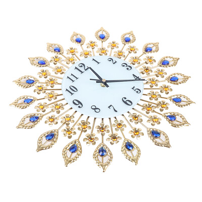 #ad 38cm Gold Luxury Large Wall Clock 3D Metal Living Room Clock Art Decoration $17.11