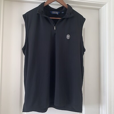 #ad Polo Ralph Lauren Men’s 1 4 Zip Up Pima Cotton Sweater Vest Black Size Large $22.99