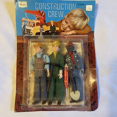 #ad Vintage 1970’s Sears Roebuck 5 inch Construction Crew Toy Action Figures $29.99