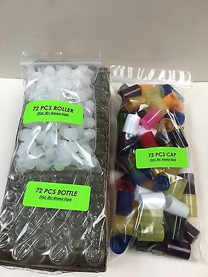 #ad 72 Bottles SWIRL 1 6 oz 5 ML Clear Glass Roll on W MIX COLOR Cap amp; Roller $34.99