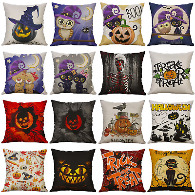 #ad Happy Hallowee Decorative Throw Pillow Covers with Trick or Treat Cushion cover $3.99