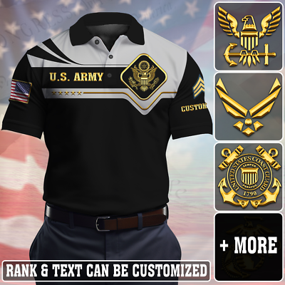 #ad Custom Name US Veteran Patriotic Polo Shirt Day Memorial Day Gift For Mens Dad $28.99