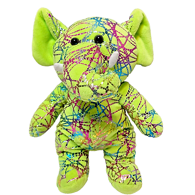 #ad Kellytoy Plush Green Elephant Stuffed Animal Metallic Sparkle 13quot; Standing $10.18