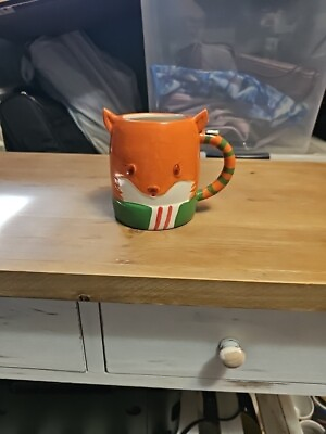 #ad Fox Coffee Mug Green Orange Red White Cup $7.99