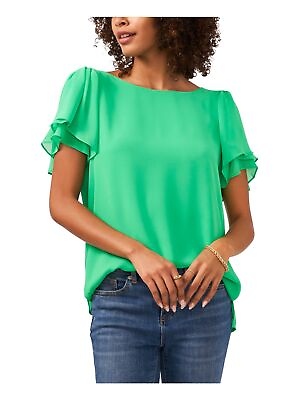 #ad VINCE CAMUTO Womens Green Lined Vented Closure Petal Sleeve Top M $9.99
