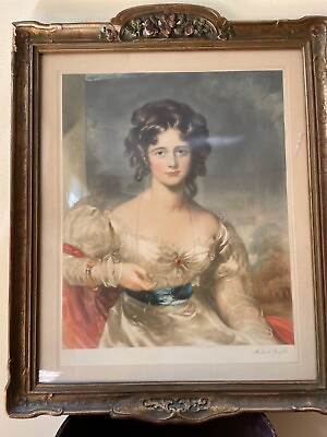 #ad mezzotint print of Victorian lady $200.00