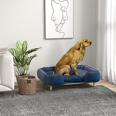 #ad Raised Dog Couch with Cushion for Large Sized Dogs Dark Blue $69.99