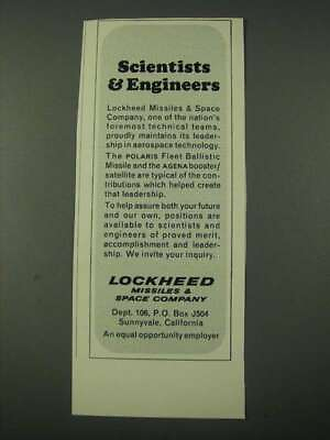 #ad 1965 Lockheed Missiles amp; Space Company Ad Scientists amp; Engineers $19.99