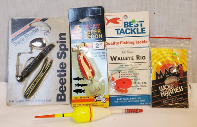 #ad Vintage Fishing Lure Tackle Lot of 5 Beetle Spin Super Spoon Walleye Rig $14.99