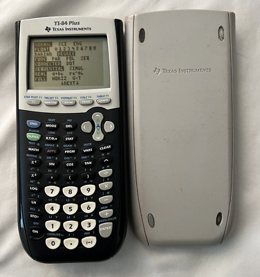 #ad Texas Instruments TI 84 Plus Calculator Black With Grey Cover *TESTED; WORKS* $48.99
